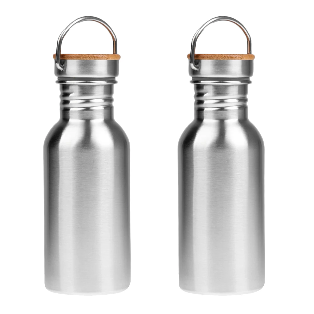 

2pcs Water Bottles Stainless Steel Insulated Water Bottle + Leak-free Sweat proof Cap Flask for Hot or cold Beverages