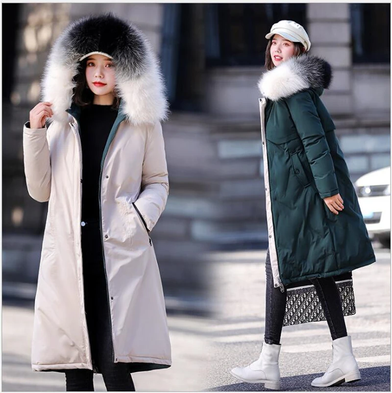 Женская парка casaco feminino, Женское пальто размера плюс 5XL, зимняя куртка, Женская Повседневная хлопковая длинная парка, двухсторонняя, пригодная для носки S142