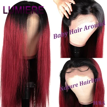 

Lumiere 1B/99J 13*4 Deep Part Lace Front Human Hair Wigs With Baby Hair Straight Pre Plucked Hairline Wig Brazilian Remy Wigs