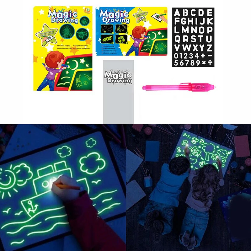 

1PC A3 A4 A5 LED Luminous Draw And Light Drawing Board Fun Developing Toy Kids Educational Magic Painting