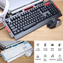 Mechanical Keyboard USB Wireless Ergonomic Backlit Mechanical Feel Gaming Keyboard and Mouse Set with Metal Panel