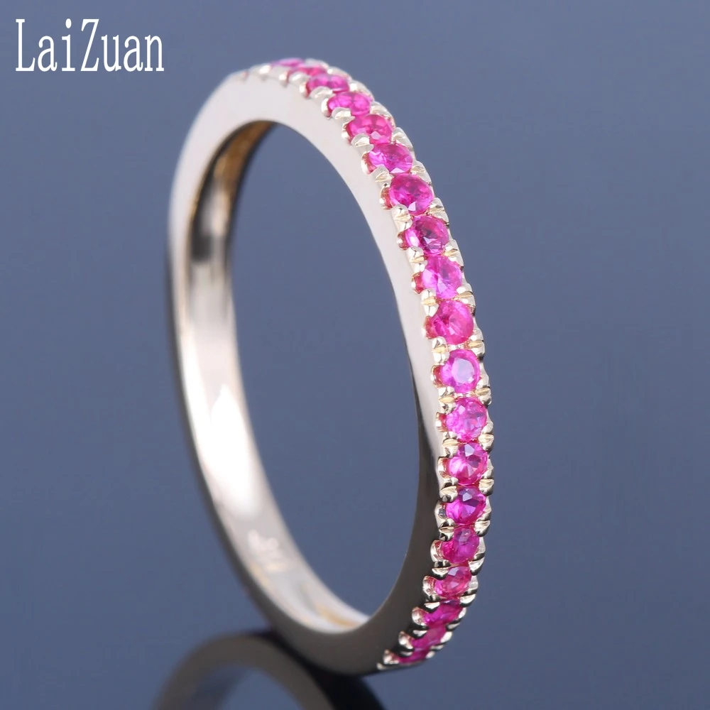 0.4ct кольцо из натурального рубина, твердое 10 к желтое золото, Круглый натуральный рубин, Женское Обручальное кольцо с драгоценным камнем, обручальное кольцо на половину вечности