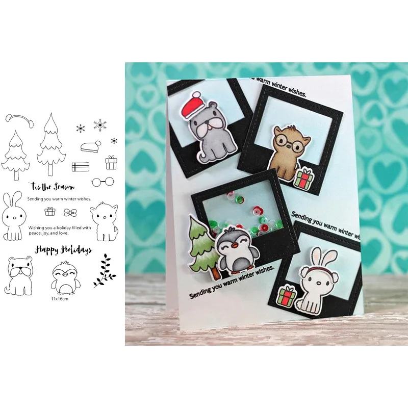 

Christmas Tree Snowflake Animal Decoration Best Wishes Words Transparent Clear Stamps for DIY Scrapbooking Cards Crafts 2019 New