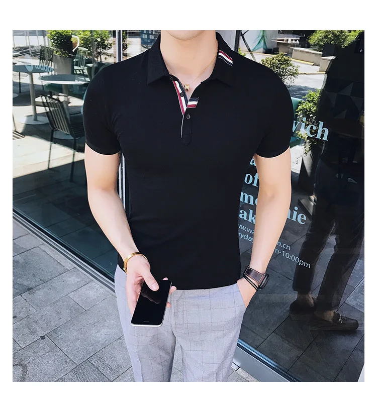 Повседневное поло Homme уличная одежда 3XL горячая распродажа мода Летняя мужская рубашка поло высокое качество приталенная Мужская рубашка поло с коротким рукавом