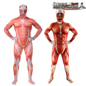 

Anime Attack on Titan Super Giant Muscle Jumpsuit 3D Leotard Hallowmas Men Cosplay Costume