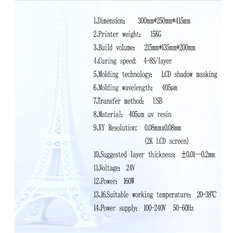TIANFOUR T215-Blue 2K УФ Смола sla/lcd/dlp 3d принтер большой объем быстрая скорость 40 мм/ч 10,1 дюймов светильник ЖК 3D принтер модель