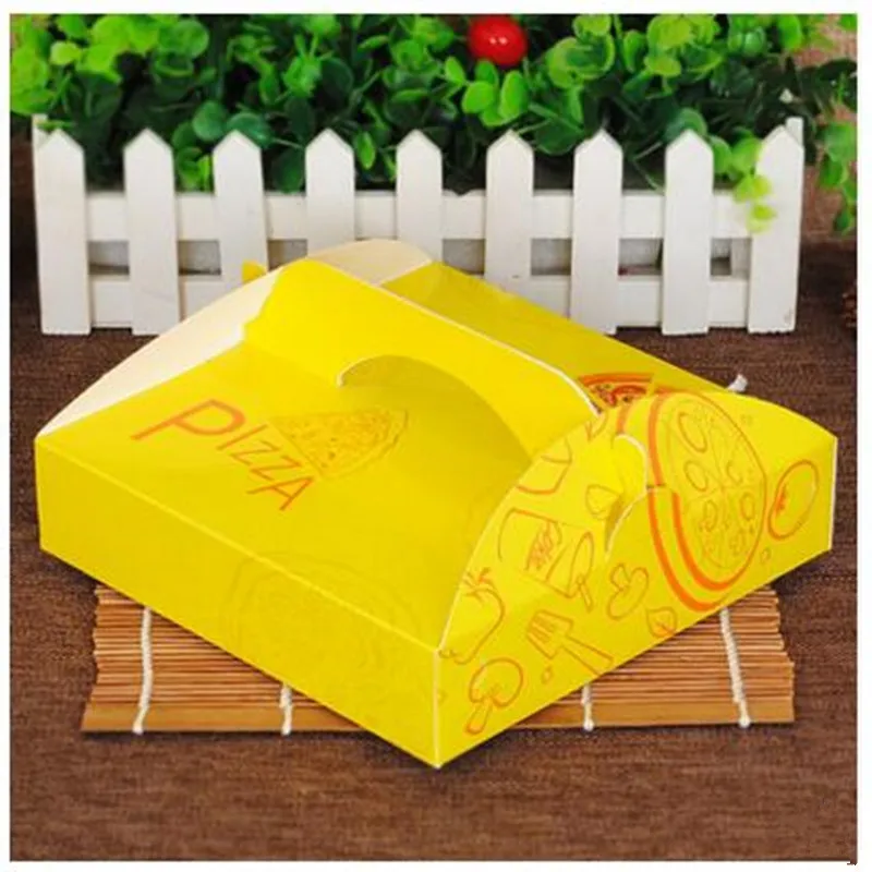 6 7-Inch Pizza Packing Boxes pizza boxes packed portable 71g High-grade card-paper Yellow 20cm*20cm*4cm 10PCS | Дом и сад