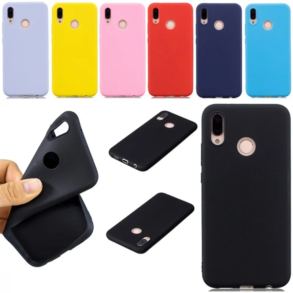 Candy Color Silicone Phone Case For Huawei P20 Lite Y6 2019 Y5 Y6 Y7 Y9 2018 Y9 Prime 2019 Y5P Y6P Y7P Matte Soft TPU Back Cover