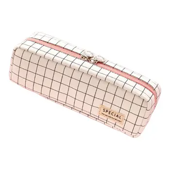 

Pencil Case Grid Pencil Pouch with 3 Compartments Pencil Bag for Office Students