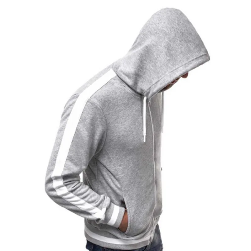 CYSINCOS Pocket Solid Hooded Cardigan Men Zipper Autumn Black Hoodies Coat Men Long Sleeve Sweatshirts Male Jackets Streetwear