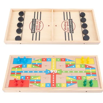 

2 in 1 Lude Table Soccer Fast Hockey Sling Puck Game Ludo Game Toys Board Game Table Games Toys For Adult Children Family