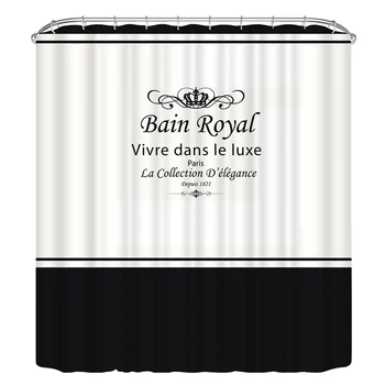 

3D Crown Letter Shower Curtain Waterproof Bathroom Cover Curtains w/12Hooks