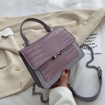 

Crocodile pattern Small Tote bag 2020 Vintage New High quality PU Leather Women's Designer Handbag Chain Shoulder Messenger Bag