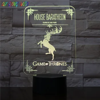 

House Baratheon of Dragonstone Lamp Night Light Bedroom Atmosphere A Song of Ice and Fire Present Table Lamp Led Game of Thrones
