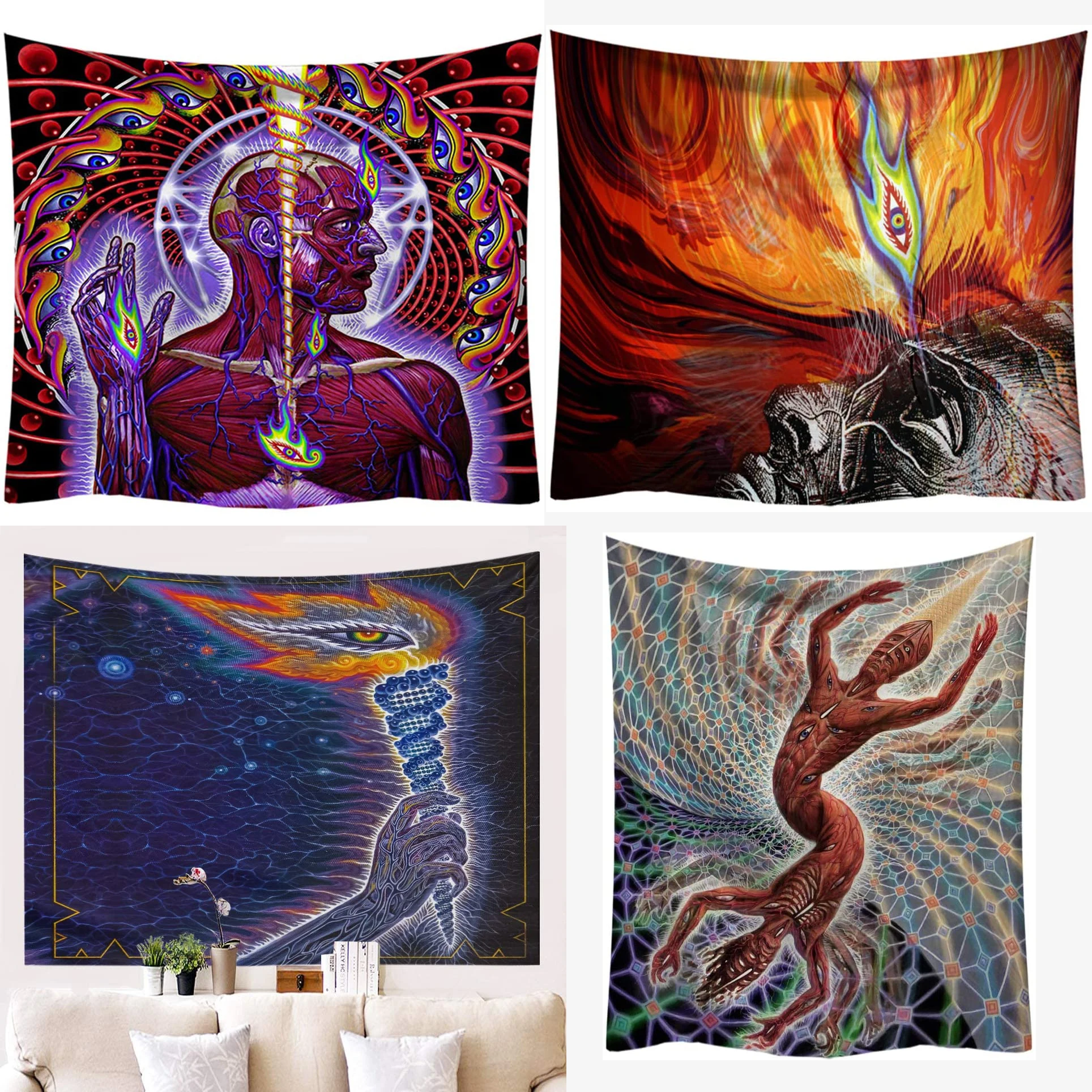

Tool Band Dissection Lateralus Wall Tapestry ,Tool Tool Band Banner Fear Inoculum Tapestry Sleeve Cover Torch and Eye Flag Poste