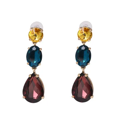 JURAN Hot Brand Bling Mixed Color Crystal Drop Earrings for Women Rhinestone Fashion Jewelry Bridal Party Wedding Earrings Gifts - Окраска металла: 52100-HPBU