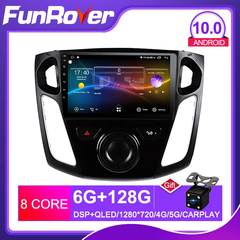 FUNROVER android 10 0 автомобильный dvd gps мультимедийный плеер для Ford Focus 3 2011-2019 Радио