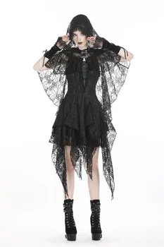

Darkinlove Women's Gothic Floral Lace Hooded Cape Bat Sleeve Stage Performace Cosply Short Cloaks