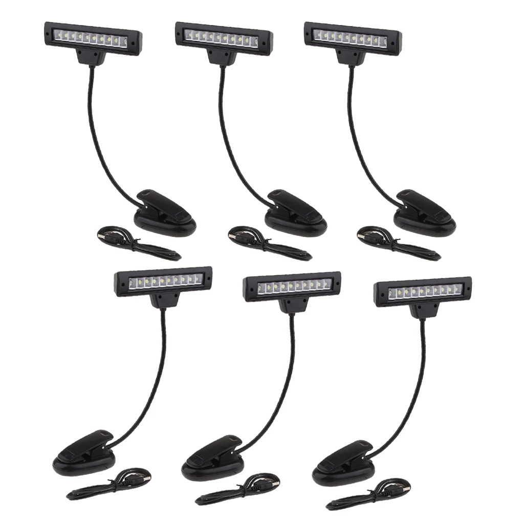 

Rechargeable Clip LED Reading Light By USB Music Clip Holder For Music Stand Pianos Orchestra Books Black