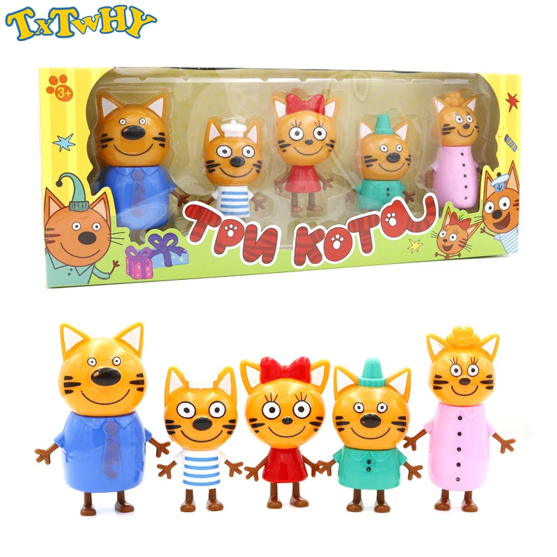 

Cartoon Russian Three Happy Cats Kittens Action Figures Doll Russian Cat Animals Figurines For Kid Children Christmas Opp Bag