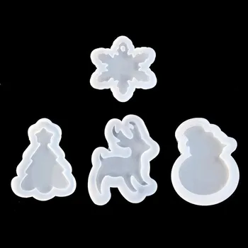 

Silicone Resin Mold Pendant Snowflake Tree Snowman Deer Shape Molds Uv Epoxy Resin Mold For DIY Christmas Gift Crafts Tools