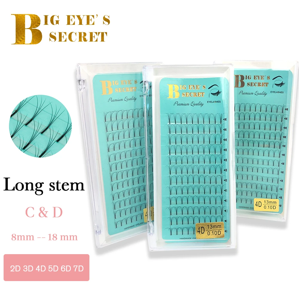 

BES 1 Tray Long Stem 2D 3D 4D 5D 6D Silk Lashes Pre Fanned Premade Volume Lashes Fans False Eyelashes Extensions Private Label