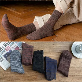 

5pairs/lot Men's Thick Cotton Socks Autumn Winter Thick Warm Socks High Quality Winter Mens Harajuku Retro Warm Wool Dress Socks
