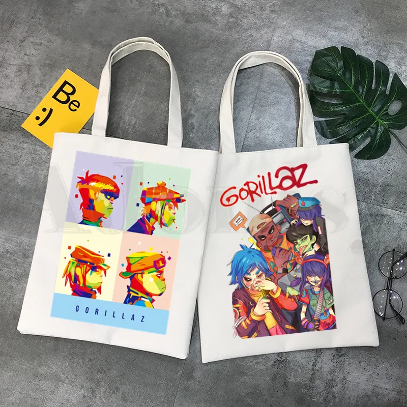 La Banda de Música de Gorillaz PUNK ROCK diseño hombro bolsas de lona de gran capacidad de la Universidad bolso Harajuku mujer bolsa de compras