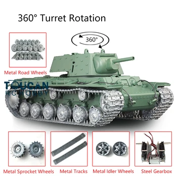 شراءHenglong 1/16 TK 6.0S مخصصة السوفياتي KV-1 RTR دبابة مع جهاز للتحكم عن بُعد 3878 المسارات المعدنية العجلات TH12640