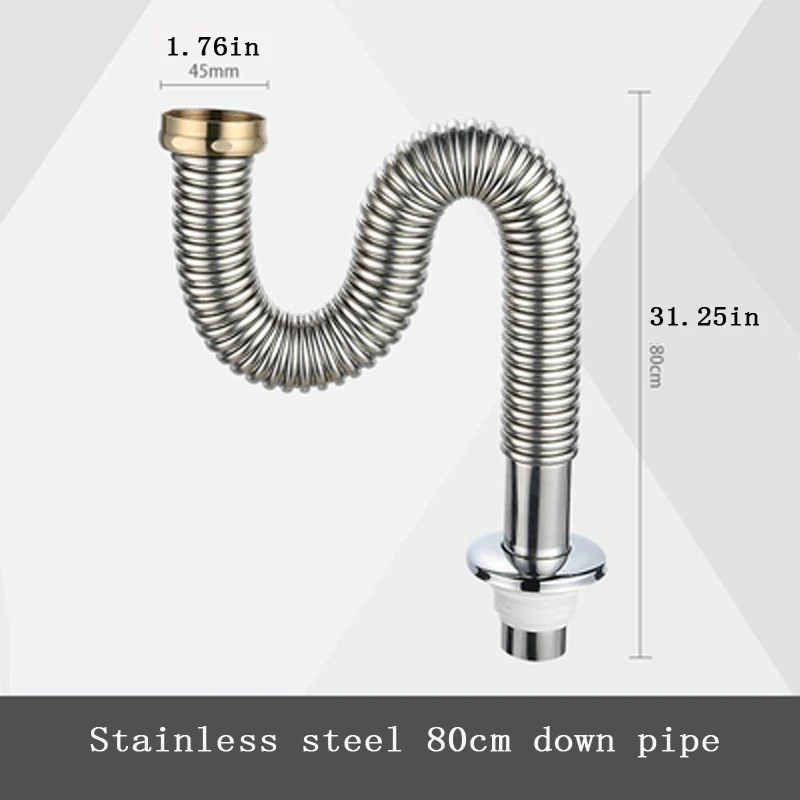 Кухонная раковина очиститель воды одинарная мойка длинная сливная труба Раковина Нержавеющая Стальная водопроводная труба анти-мышь укуса аксессуары для раковины - Цвет: 1pcs-31.25in-A
