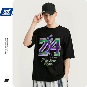 

INFLATION Men T shirt With Basketball Star Printing Regular Fit Men T shirt Loose Fit 100% Cotton Hip Hop Men Tshirt 1010S20