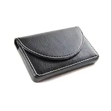 Pindi Black Leather Name Card Wallet / Holder with Magnetic Shut For Business Cards Meetings Networking Events (N001-BL UK)