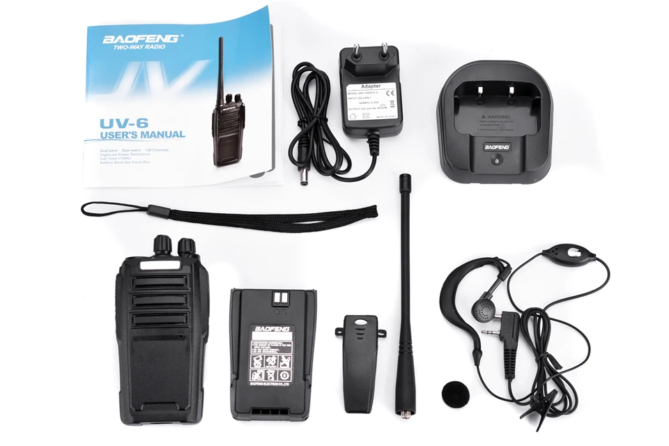 Baofeng UV-6 рация Long Range двусторонней радиосвязи 136-174/400-480 мГц VHF/UHF Двухдиапазонный портативный приемопередатчик переговорные