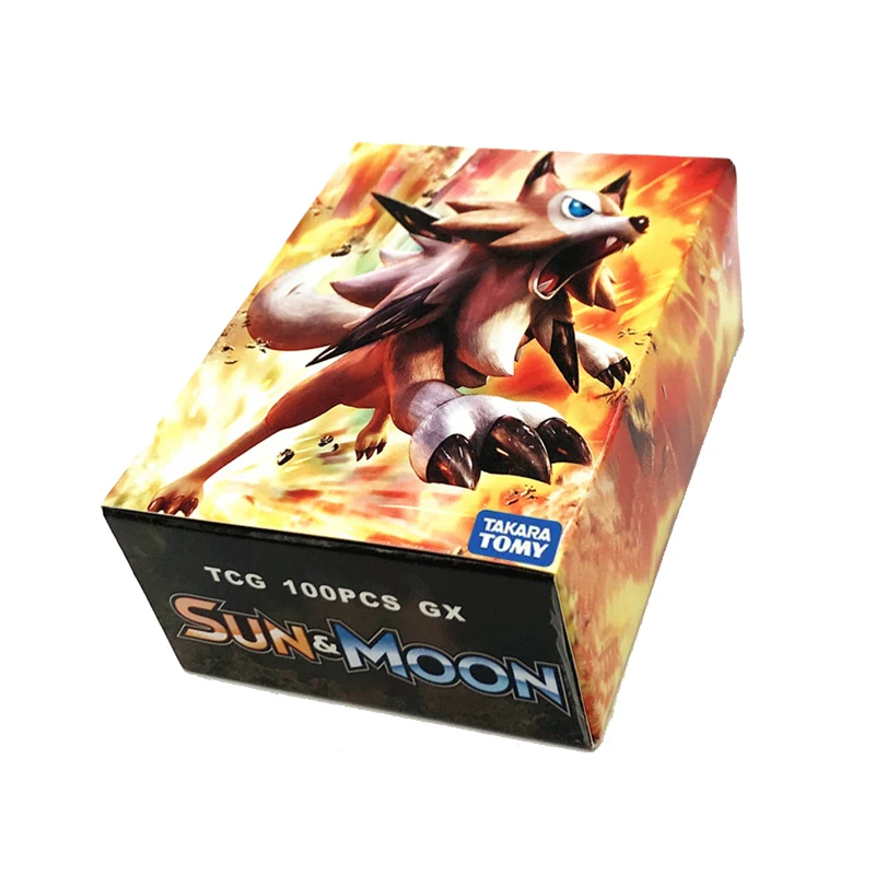 TAKARA TOMY Pokemon 60, 100, 200 шт, GX, EX MEGA Flash Card, 3D, Sun Moon LOST THUNDER, коллекционные карты для детей, рождественские подарки - Цвет: 100SUNMOON