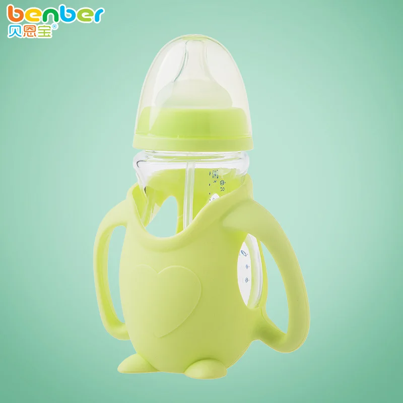 

Bei en bao Infant Glass Feeding Bottles 150 Ml Shatter-resistant Protective Case Anti-Colic Wide Aperture Newborns 7356 Feeding