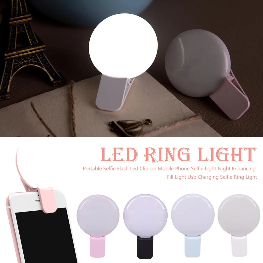 

Selfie LED Ring Flash Light Portable Phone Selfie Lamp Luminous Clip Camera Photography Video Spotlight lens led flashlights