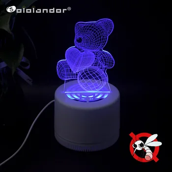 

SOLOLANDOR Newest Cute hold heart Bear 3D LED Multifunction Night Light Purple Light Baby Sleep Table Lamp Home Kind Decor Gift