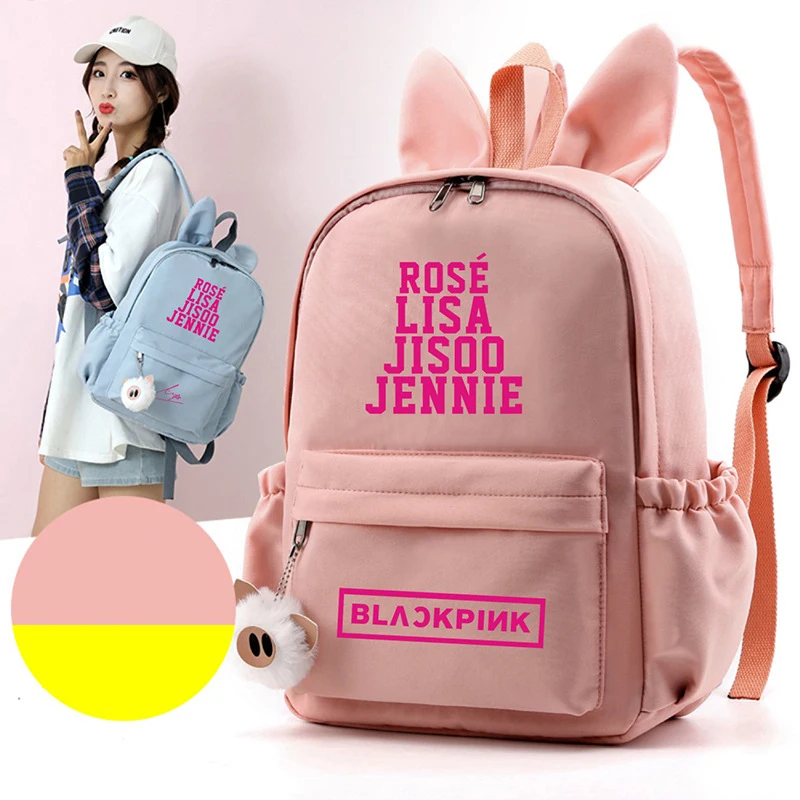 

KPOP BLACKPINK Signature with The Rabbit Head Shoulder Bag Purse Waterproof Backpack Female Students Large Capacity Dropshipping