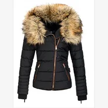 Winter cotton padded clothes women's 2021 new wool collar zipper thickened warm ladies jacket
