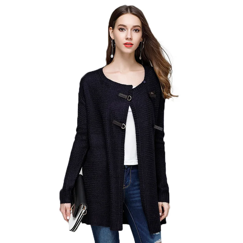 MY0022Navy UGREVZ осень и зима новая женская однотонная трикотажная куртка модный тонкий свитер - Цвет: MY0022Navy