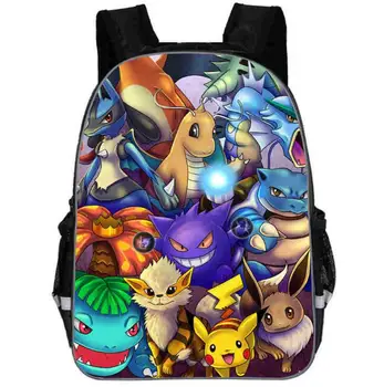 

New 11/13/16/18 inch Pikachu School Bags For Boys Girls Cartoon School Kids Backpack Children Mochila Gift Support customed