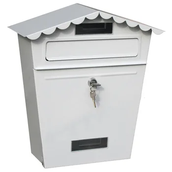 

Lockable Secure Mail Letter Post Box Vintage Stainless Steel Metal Mailbox Garden Ornament Retro Wall-mounted Mailbox Home Decor