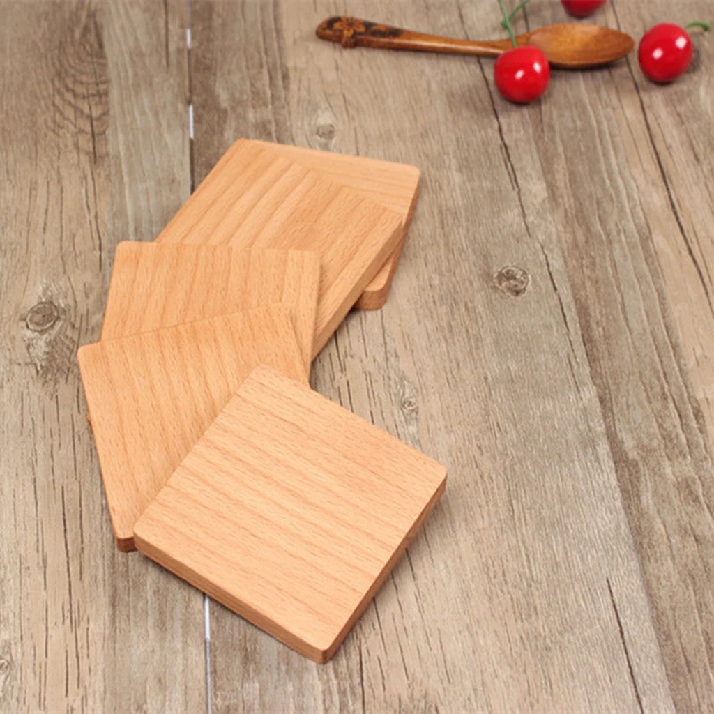 Beech / Walnut Wooden Tea Cup Coaster Coffee Drinks Placemat Tea Bowl Holder