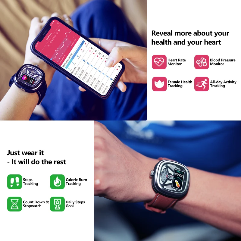 Zeblaze Hybrid 2 Smartwatch Heart Rate Blood Pressure 50M Waterproof Exercise Tracking Sleep Tracking Smart Notifications