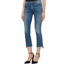 Модные новые популярные женские джинсы с высокой талией для отдыха модные джинсы из джинсовой ткани семь длины заусенцы Прямые повседневные джинсы весна лето женские джинсы