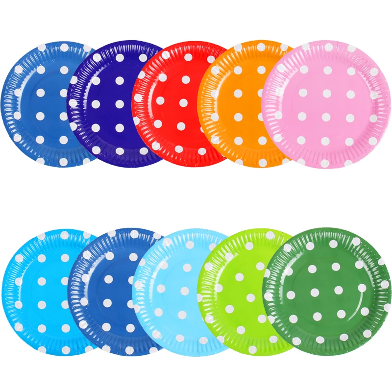 

10pcs/lot polka mix dots theme paper dishes red blue dots theme birthday party supplies red dots disposable plates paper dishes