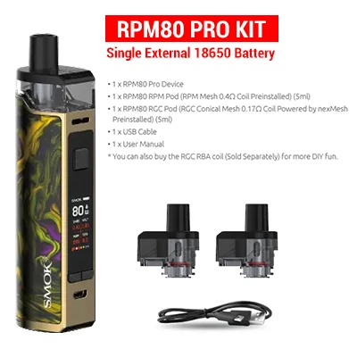 Fluid Gold Kit PRO SMOK Vape RPM80 Pro комплект сигарет электронная сигарета стручка 5 мл картридж электронная сигарета испаритель RPM80 3000 мАч батарея VS RPM40 - Цвет: Fluid Gold Kit PRO