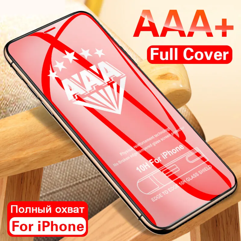 

AAA+ Curved Edge Protective Glass on the For iPhone 7 8 6 6s Plus Tempered Screen Protector iPhone 11 Pro X XR XS Max 7 Glass