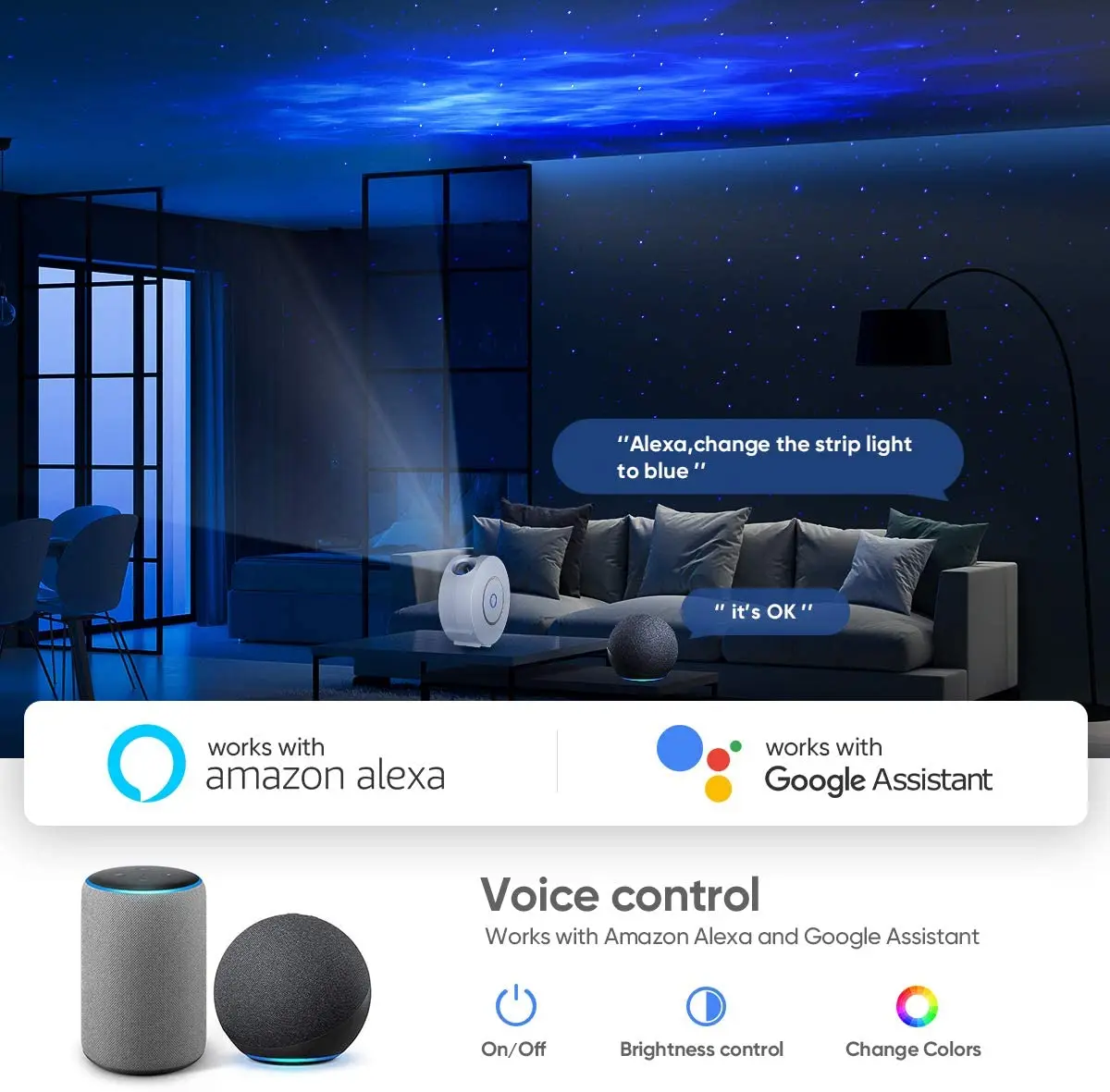 in 1プロジェクターは,星空,夜の投影,銀河,alexa,GoogleHomeで動作します AliExpress