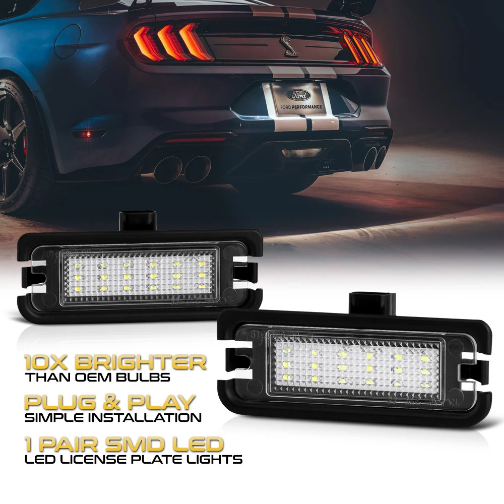 

Car Styling Error Free LED License Plate Light For Ford Mustang 2015 2016 2017 2018 2019 Car Tail Number Plate Lamp